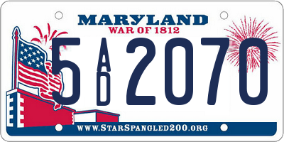 MD license plate 5AD2070