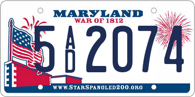 MD license plate 5AD2074