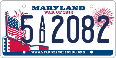 MD license plate 5AD2082