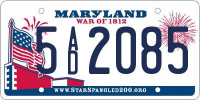 MD license plate 5AD2085