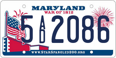 MD license plate 5AD2086