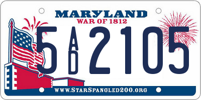 MD license plate 5AD2105