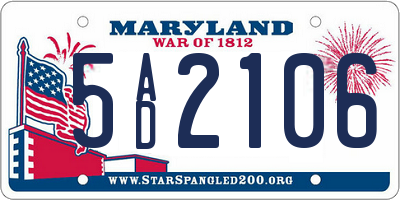 MD license plate 5AD2106