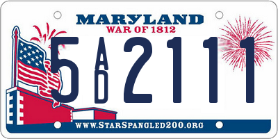 MD license plate 5AD2111
