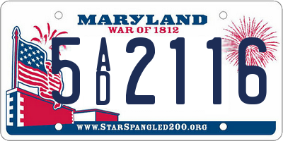 MD license plate 5AD2116