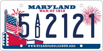 MD license plate 5AD2121