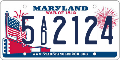 MD license plate 5AD2124