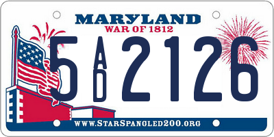 MD license plate 5AD2126