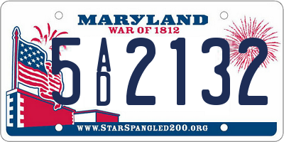 MD license plate 5AD2132