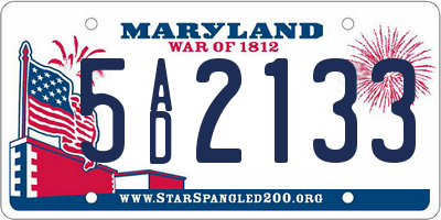 MD license plate 5AD2133