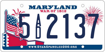MD license plate 5AD2137