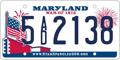 MD license plate 5AD2138