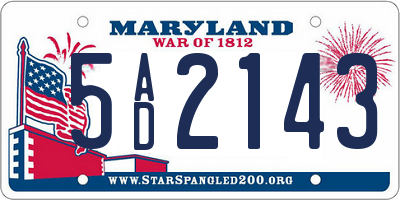 MD license plate 5AD2143