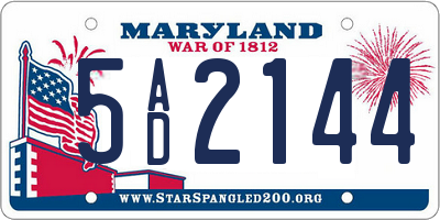 MD license plate 5AD2144