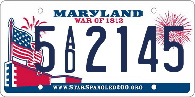 MD license plate 5AD2145