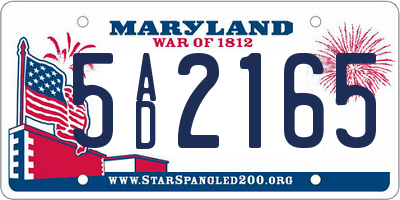 MD license plate 5AD2165