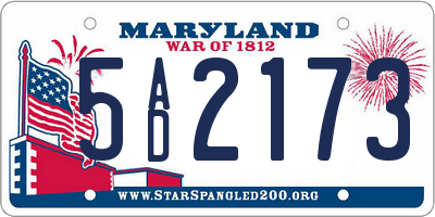 MD license plate 5AD2173
