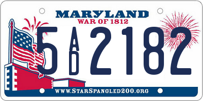 MD license plate 5AD2182