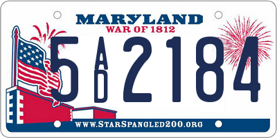 MD license plate 5AD2184