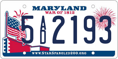 MD license plate 5AD2193