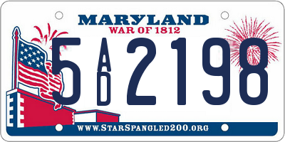 MD license plate 5AD2198