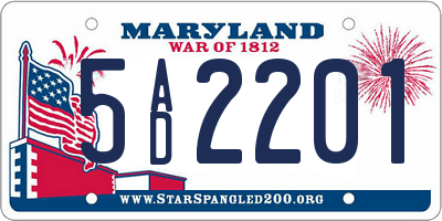 MD license plate 5AD2201
