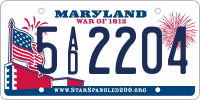 MD license plate 5AD2204