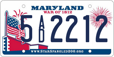 MD license plate 5AD2212