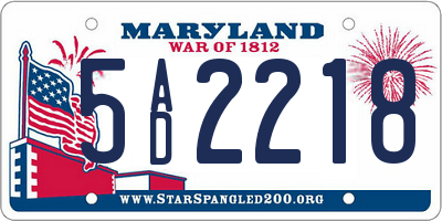 MD license plate 5AD2218