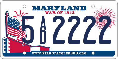 MD license plate 5AD2222