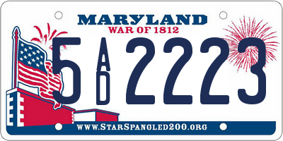 MD license plate 5AD2223