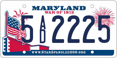 MD license plate 5AD2225