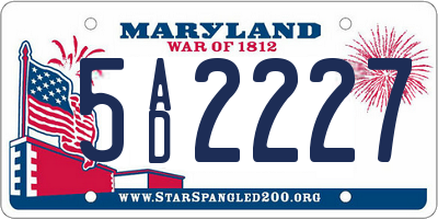 MD license plate 5AD2227