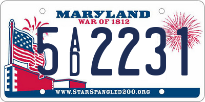 MD license plate 5AD2231