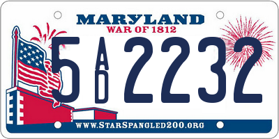 MD license plate 5AD2232
