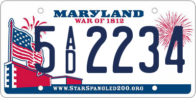 MD license plate 5AD2234