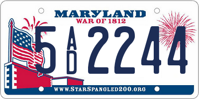 MD license plate 5AD2244