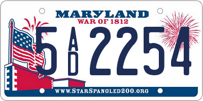 MD license plate 5AD2254