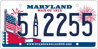 MD license plate 5AD2255