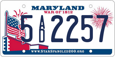 MD license plate 5AD2257