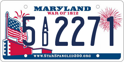 MD license plate 5AD2271