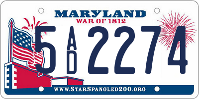 MD license plate 5AD2274