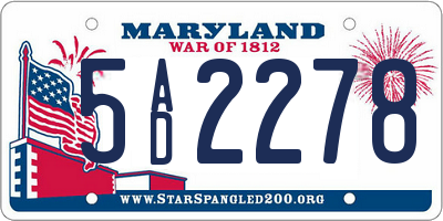 MD license plate 5AD2278