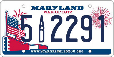 MD license plate 5AD2291
