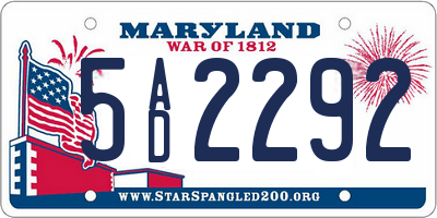 MD license plate 5AD2292