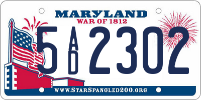 MD license plate 5AD2302