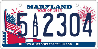 MD license plate 5AD2304