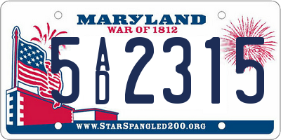 MD license plate 5AD2315