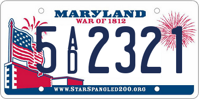 MD license plate 5AD2321