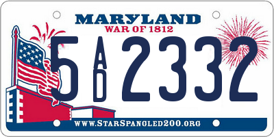 MD license plate 5AD2332